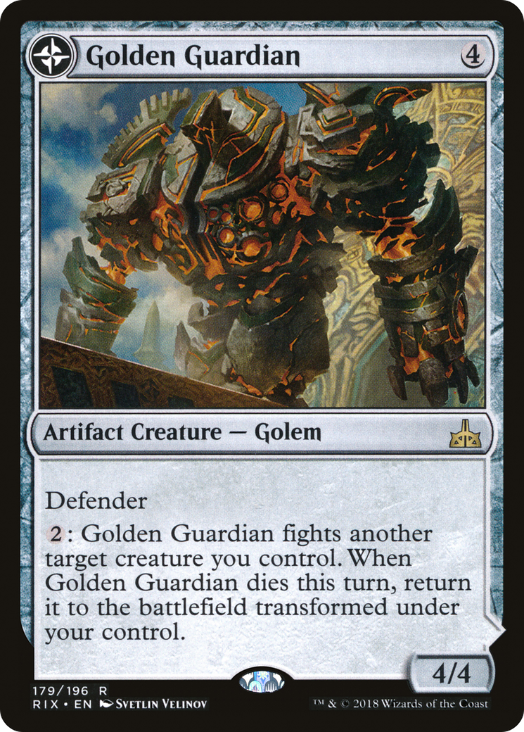 Golden Guardian // Gold-Forge Garrison (RIX-179) - rare: (compasslanddfc) - Foil
