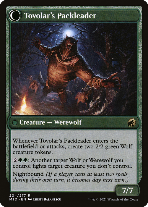 Tovolar's Huntmaster // Tovolar's Packleader (MID-204) - rare: (Double Faced Transform)
