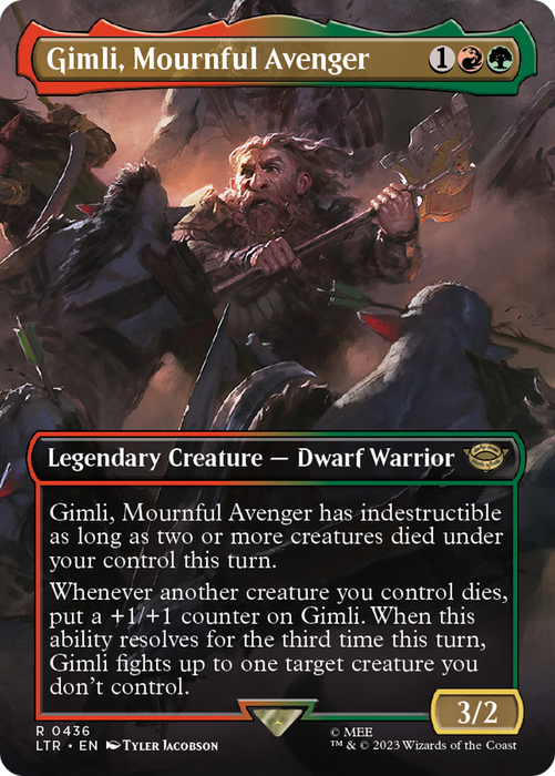 Gimli, Mournful Avenger (LTR-436) - rare (Borderless) - Foil
