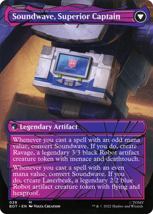 Soundwave, Sonic Spy // Soundwave, Superior Captain (BOT-028) - mythic: (shatteredglass, convertdfc) (Borderless) - Foil