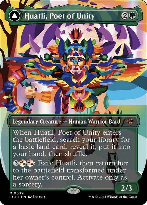 Huatli, Poet of Unity // Roar of the Fifth People (LCI-339) - mythic (Borderless)