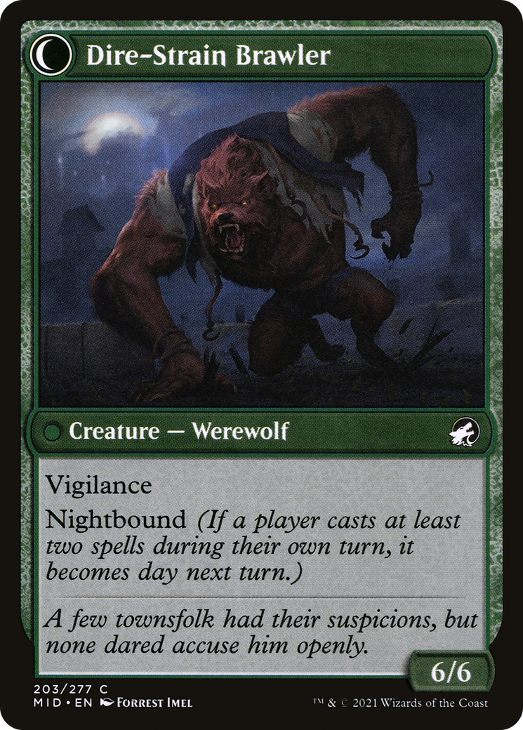Tireless Hauler // Dire-Strain Brawler (MID-203) - common: (Double Faced Transform)