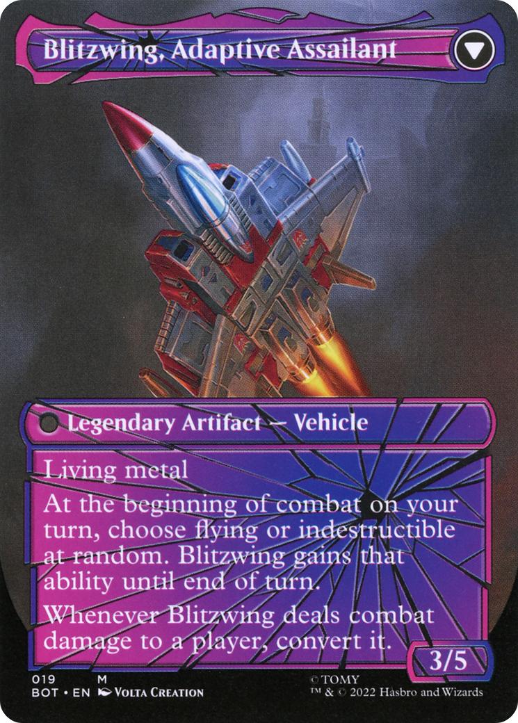 Blitzwing, Cruel Tormentor // Blitzwing, Adaptive Assailant (BOT-019) - mythic: (convertdfc, shatteredglass) (Borderless) - Foil