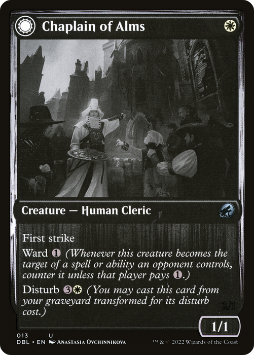 Chaplain of Alms // Chapel Shieldgeist (DBL-013) - uncommon: (Double Faced Transform)