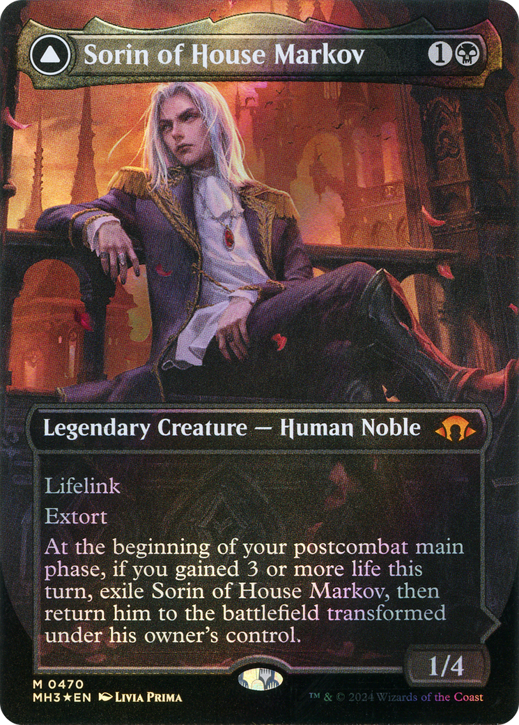 Sorin of House Markov // Sorin, Ravenous Neonate (MH3-470) - mythic (Borderless) - Foil