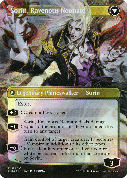 Sorin of House Markov // Sorin, Ravenous Neonate (MH3-470) - mythic (Borderless) - Foil