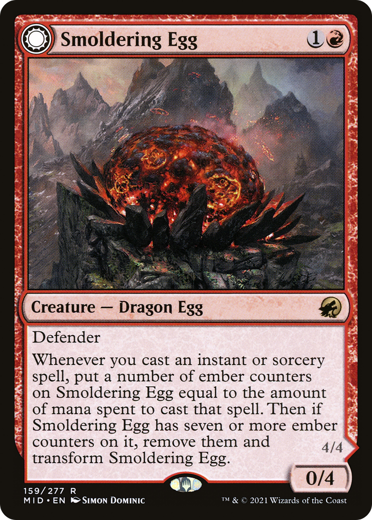 Smoldering Egg // Ashmouth Dragon (MID-159) - rare: (Double Faced Transform)