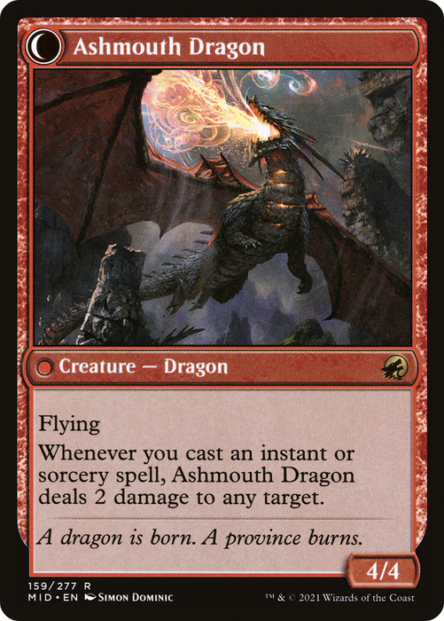 Smoldering Egg // Ashmouth Dragon (MID-159) - rare: (Double Faced Transform)
