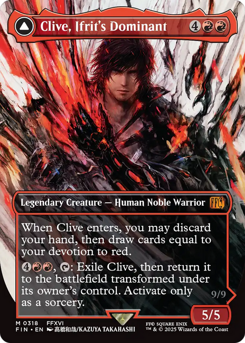 Clive, Ifrit's Dominant // Ifrit, Warden of Inferno (FIN-318) - mythic: (enchantment) (Borderless) - Foil