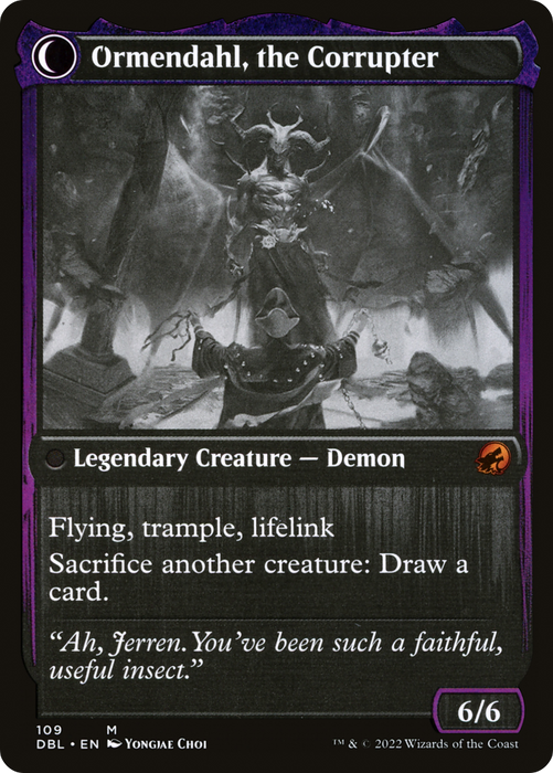 Jerren, Corrupted Bishop // Ormendahl, the Corrupter (DBL-109) - mythic: (Double Faced Transform) - Foil
