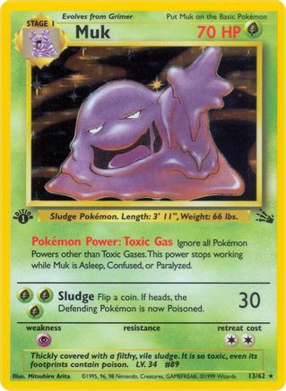 Muk (13) (013/62) - F  - Holo Rare - 1st Edition Holofoil