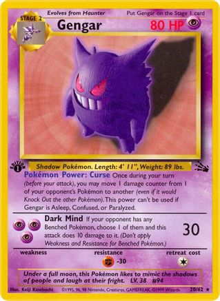 Gengar (20) (020/62) - F  - Rare - 1st Edition