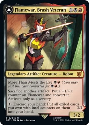 Flamewar, Brash Veteran // Flamewar, Streetwise Operative (BOT-010) - mythic: (convertdfc) - Foil