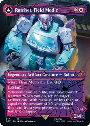 Ratchet, Field Medic // Ratchet, Rescue Racer (BOT-017) - mythic: (convertdfc, shatteredglass) (Borderless) - Foil