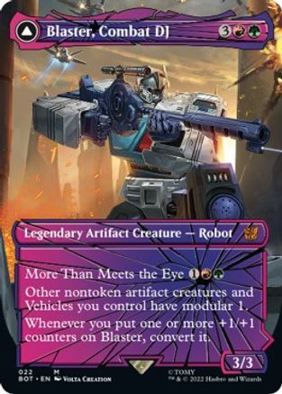 Blaster, Combat DJ // Blaster, Morale Booster (BOT-022) - mythic: (convertdfc, shatteredglass) (Borderless)
