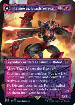 Flamewar, Brash Veteran // Flamewar, Streetwise Operative (BOT-024) - mythic: (shatteredglass, convertdfc) (Borderless)