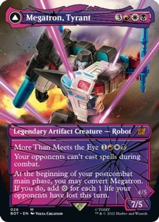 Megatron, Tyrant // Megatron, Destructive Force (BOT-026) - mythic: (convertdfc, shatteredglass) (Borderless) - Foil