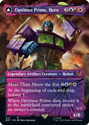 Optimus Prime, Hero // Optimus Prime, Autobot Leader (BOT-027) - mythic: (shatteredglass, convertdfc) (Borderless) - Foil