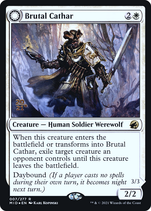 Brutal Cathar // Moonrage Brute (PRE-07S) - rare: (Double Faced Transform) - Foil