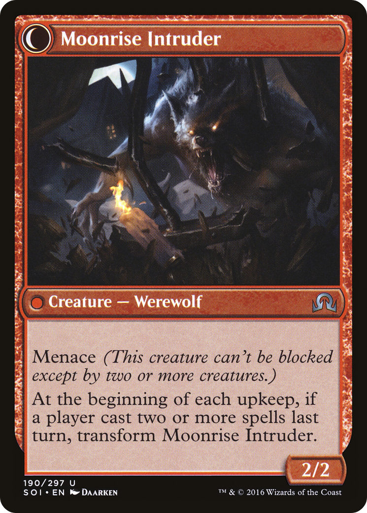 Village Messenger // Moonrise Intruder (SOI-190) - uncommon: (Double Faced Transform)