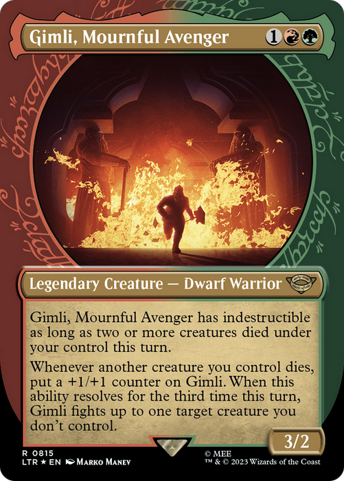Gimli, Mournful Avenger (LTR-815) - rare: (Showcase) (Borderless) - Foil