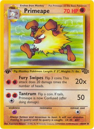 Primeape (043/64) - J  - Uncommon - 1st Edition