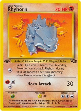 Rhyhorn (061/64) - J  - Common - 1st Edition