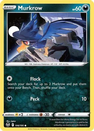Murkrow (106/195) - SST  - Common - Reverse Holofoil