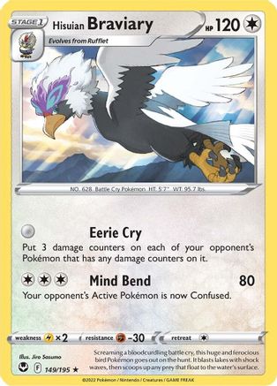 Hisuian Braviary (149/195) - SST  - Rare - Reverse Holofoil