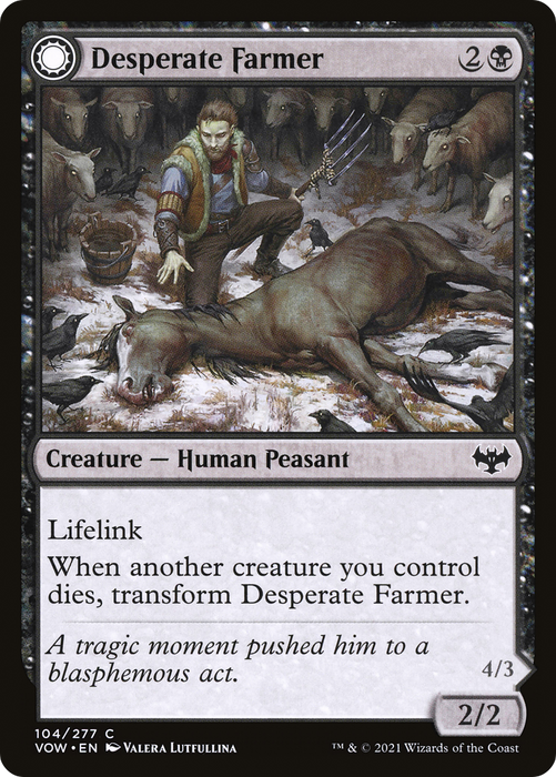Desperate Farmer // Depraved Harvester (VOW-104) - common: (Double Faced Transform) - Foil