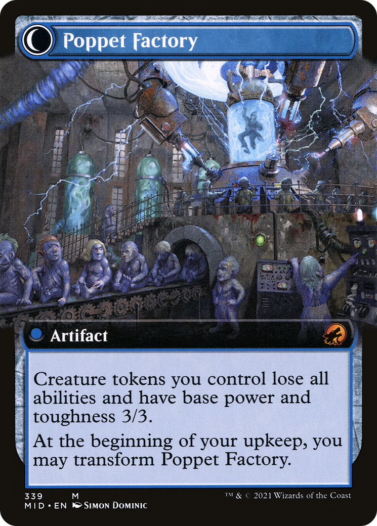 Poppet Stitcher // Poppet Factory (MID-339) - mythic: (Extended Art, Double Faced Transform)