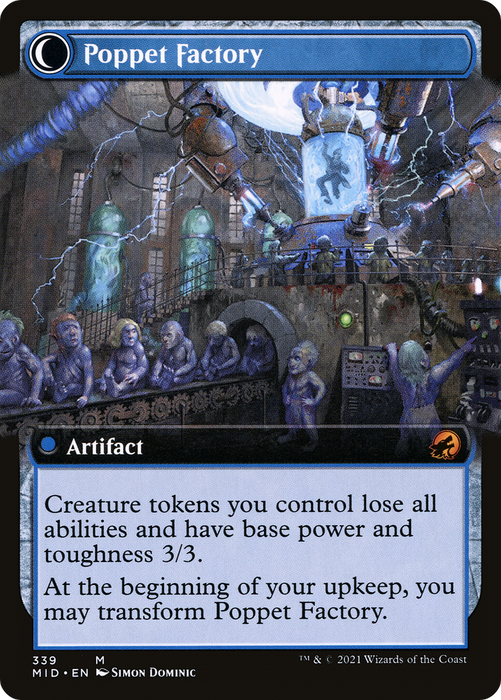 Poppet Stitcher // Poppet Factory (MID-339) - mythic: (Extended Art, Double Faced Transform) - Foil