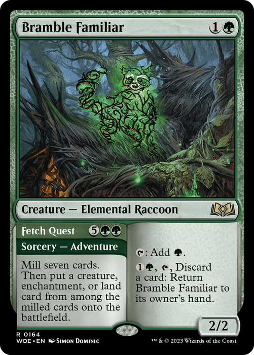 Bramble Familiar // Fetch Quest (WOE-164) - rare - Foil