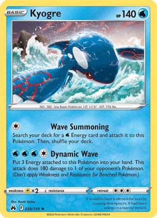 Kyogre (036/159) - CZ  - Holo Rare - Reverse Holofoil