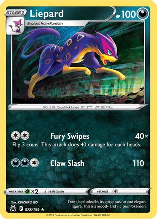 Liepard (078/159) - CZ  - Rare - Reverse Holofoil