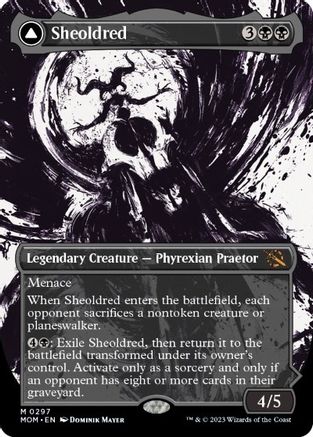 Sheoldred // The True Scriptures (MOM-297) - mythic: (Showcase) (Borderless) - Foil