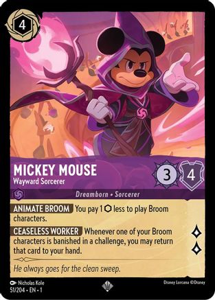 Mickey Mouse - Wayward Sorcerer (51/204) - Super Rare - Cold Foil
