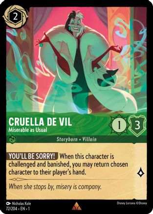 Cruella de Vil - Miserable as Usual (72/204) - Rare