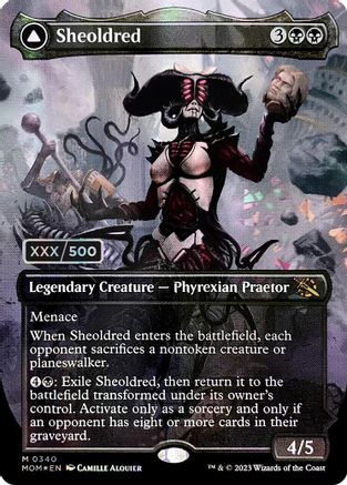 Sheoldred // The True Scriptures (MOM-340) - mythic (Borderless) - Foil