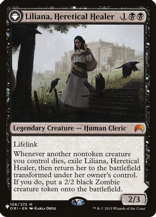 Liliana, Heretical Healer // Liliana, Defiant Necromancer (LIST-ORI-106) - mythic: (originpwdfc)