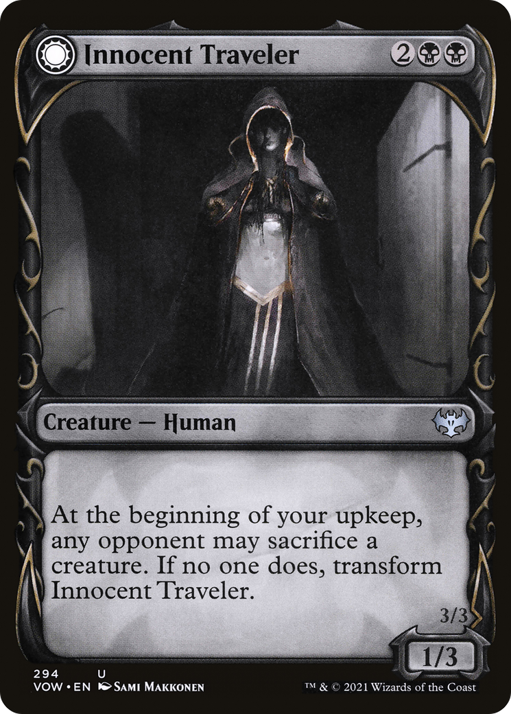 Innocent Traveler // Malicious Invader (VOW-294) - uncommon: (Showcase, Double Faced Transform) - Foil