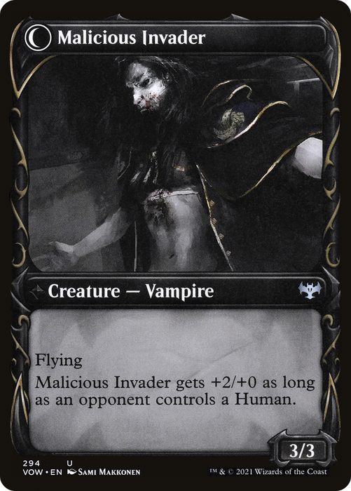 Innocent Traveler // Malicious Invader (VOW-294) - uncommon: (Showcase, Double Faced Transform)