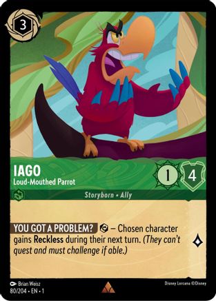 Iago - Loud-Mouthed Parrot (80/204) - Rare - Cold Foil