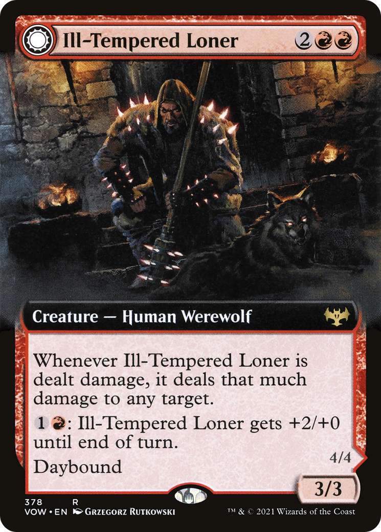 Ill-Tempered Loner // Howlpack Avenger (VOW-378) - rare: (Extended Art, Double Faced Transform) - Foil