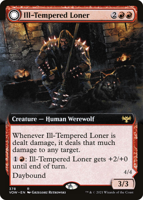 Ill-Tempered Loner // Howlpack Avenger (VOW-378) - rare: (Extended Art, Double Faced Transform)