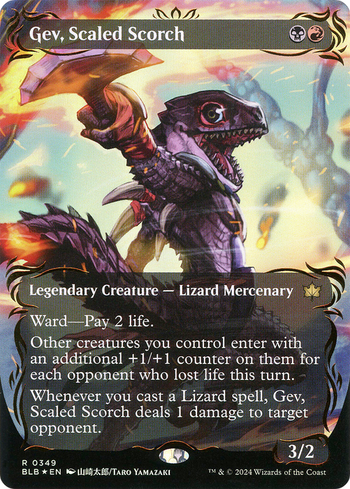 Gev, Scaled Scorch (BLB-349) - rare: (Showcase) (Borderless) - Foil