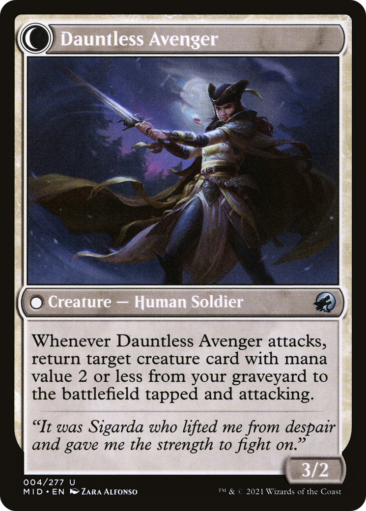 Bereaved Survivor // Dauntless Avenger (MID-004) - uncommon: (Double Faced Transform) - Foil