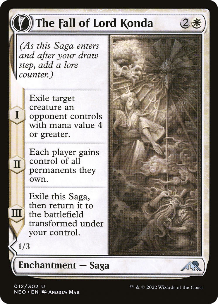 The Fall of Lord Konda // Fragment of Konda (NEO-012) - uncommon: (fandfc, enchantment) - Foil