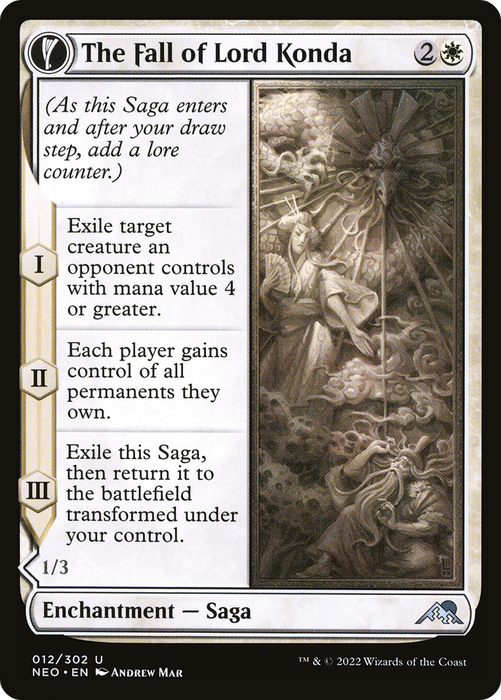 The Fall of Lord Konda // Fragment of Konda (NEO-012) - uncommon: (fandfc, enchantment)