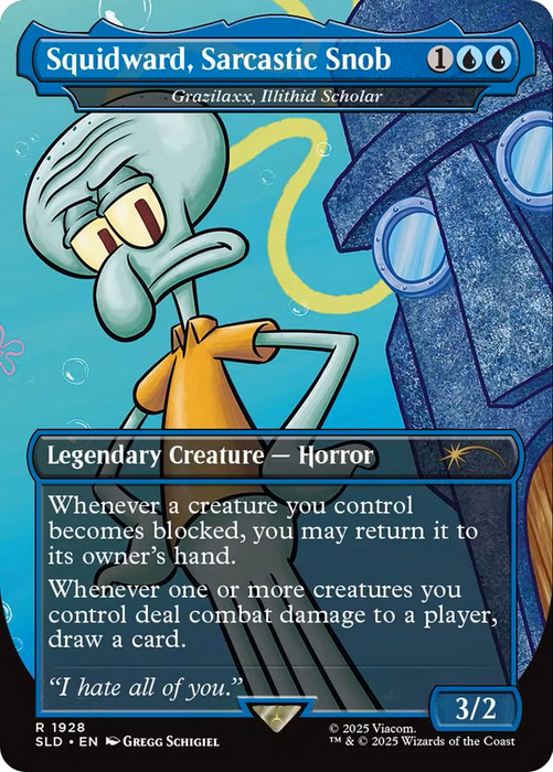 Squidward, Sarcastic Snob - Grazilaxx, Illithid Scholar (SLD-1928) - rare - Foil